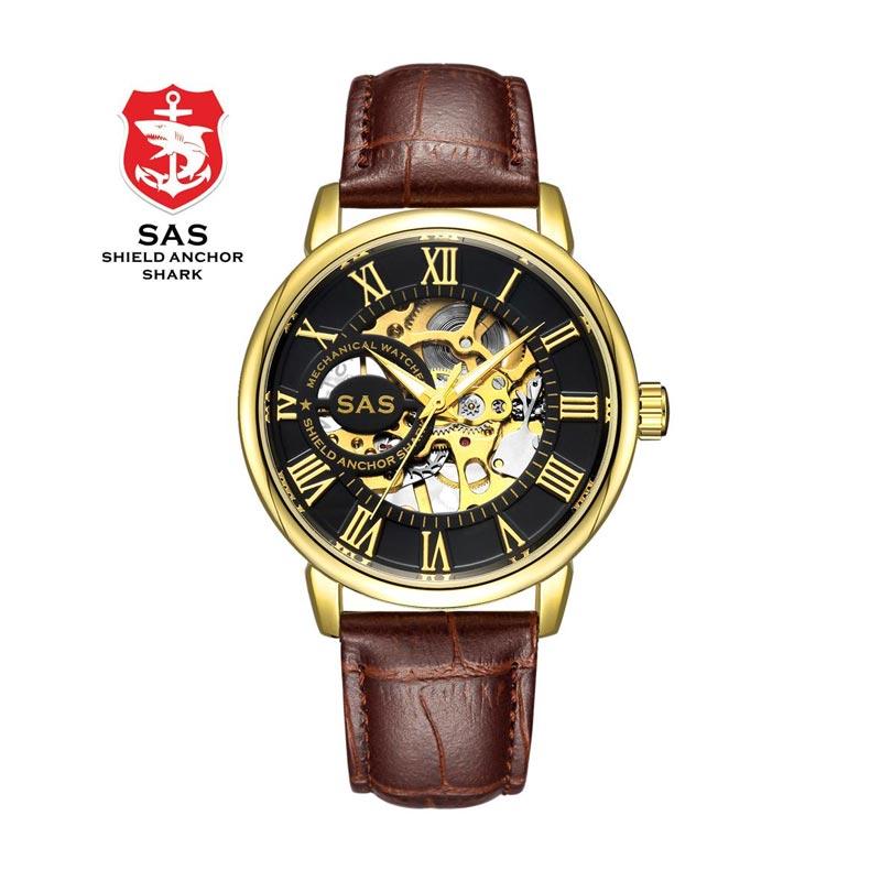 Jual SAS Shield Anchor Shark Elegant Business Mechanical Watch