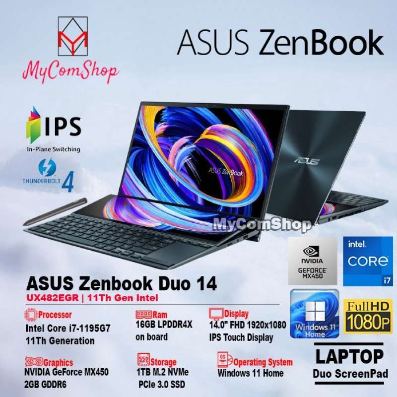 ASUS ZENBOOK DUO 14 UX482EGR i7 1195G7 16GB 1TB SSD MX450 2GB 14.0