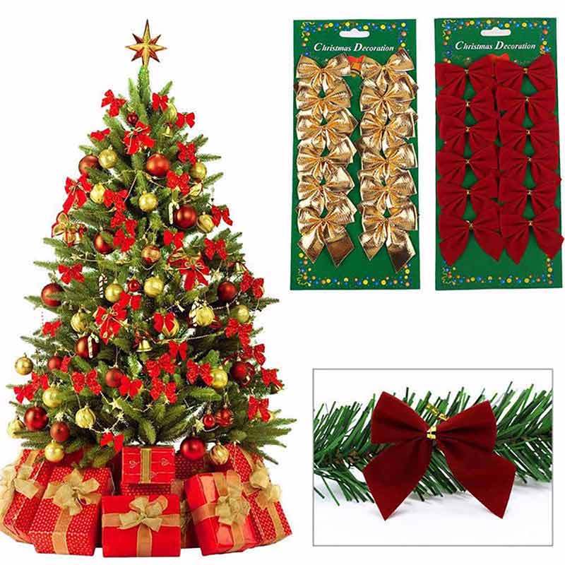Jual Eds Ribbon Bow Shape Applique Garment Accessories For Christmas Tree Gold Silver Red 36 Pcs Online November 2020 Blibli