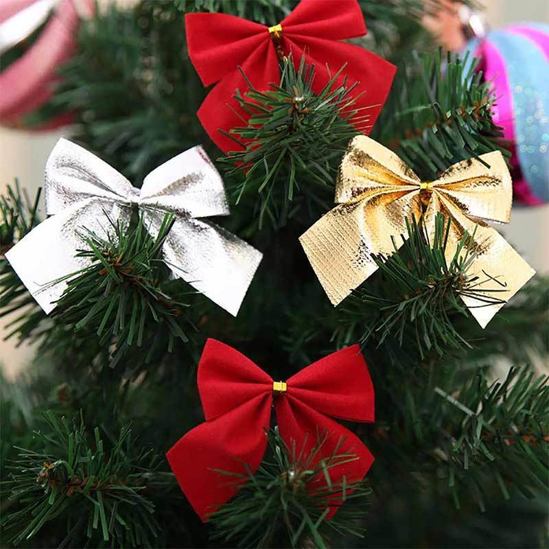 Jual Eds Ribbon Bow Shape Applique Garment Accessories For Christmas Tree Gold Silver Red 36 Pcs Online November 2020 Blibli