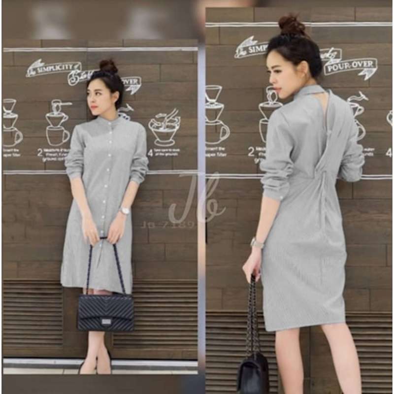 Jual Bety Mini Dress Wanita 2 in 1 Kemeja Wanita Pakaian wanita