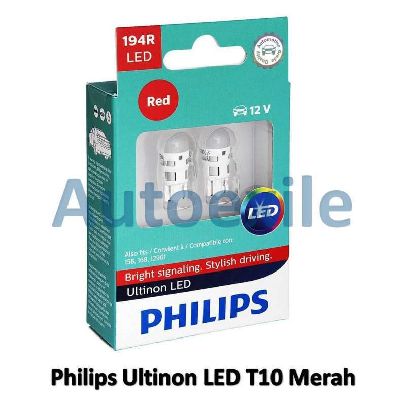 Jual Philips Ultinon LED T10 W5W Red Merah 194R Lampu Senja Motor