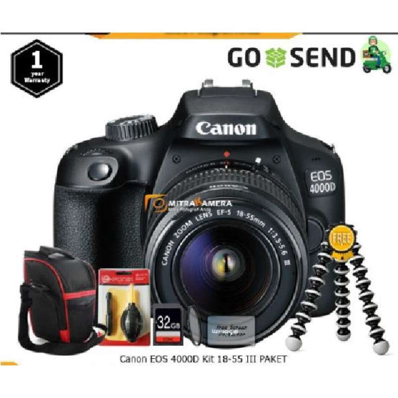 Paket Kamera Canon EOS 4000D Kit 18-55 III Original Support WIFI