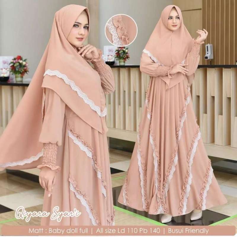 Jual QIYARA SYARI Gamis Set Hijab Gamis Syari Terbaru Set Khimar