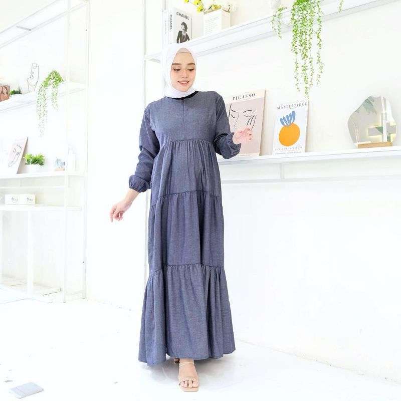 Jual DRESS MUSLIM RUSSEL DRESS DENIM DRESS DRESS TERLARIS