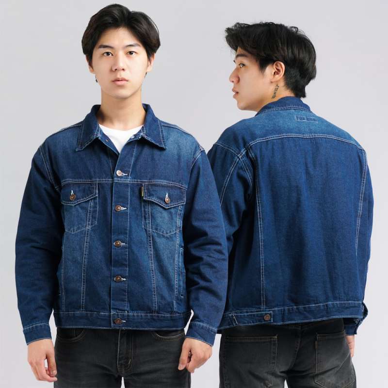 KUROTA SHOP ATASAN JAKET JEANS PRIA BULLITT DARK BLUE TRUCKER DENIM JACKET SERIES L2623