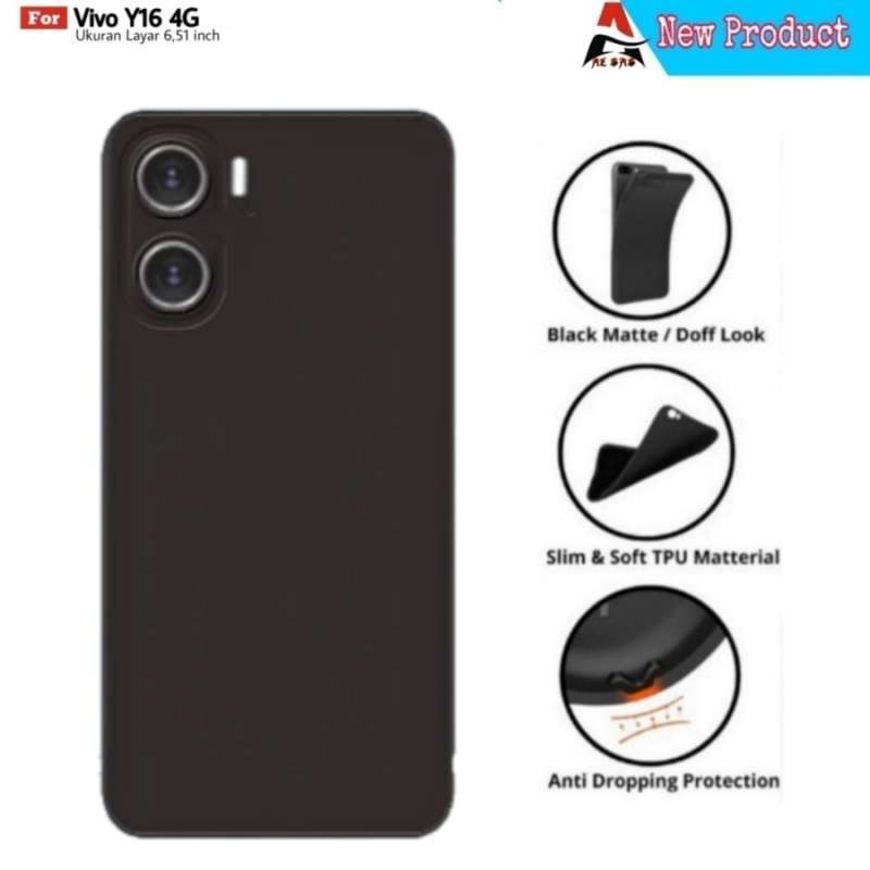Case VIVO Y16 4G 2022 Soft Case Liquid Silikon Pro Camera Hitam