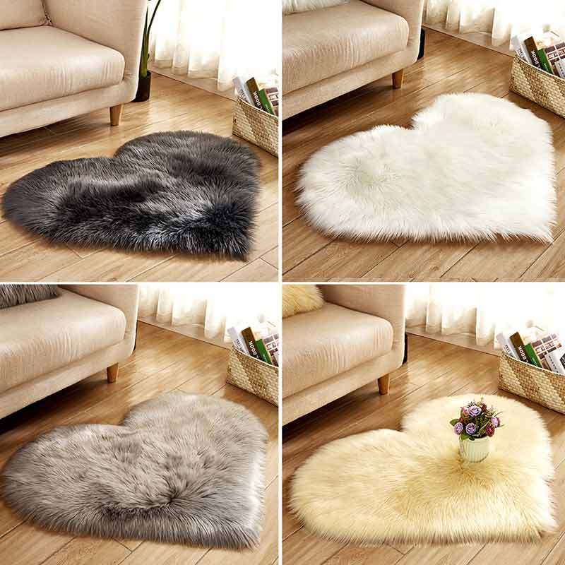Jual Bluelans Creative Heart Shape Plush Rug Anti Slip Carpet Door