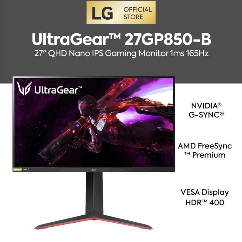 LG 27GP850-B 27'' UltraGear QHD Nano IPS 1ms 165Hz HDR Monitor with G-SYNC®  Compatibility