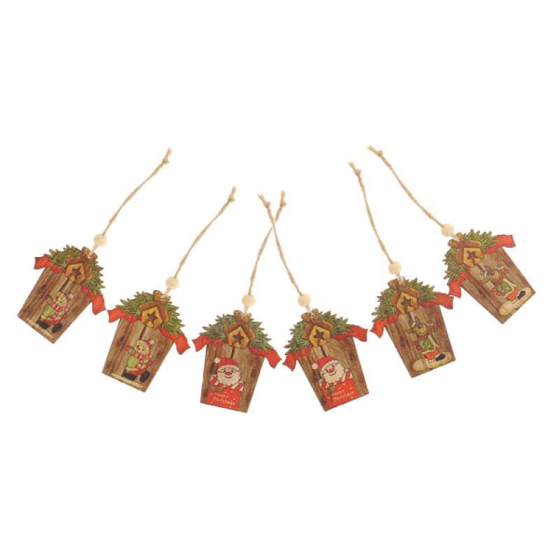 Jual Oem 6x Wooden Embellishments Christmas Tree Ornament Gift