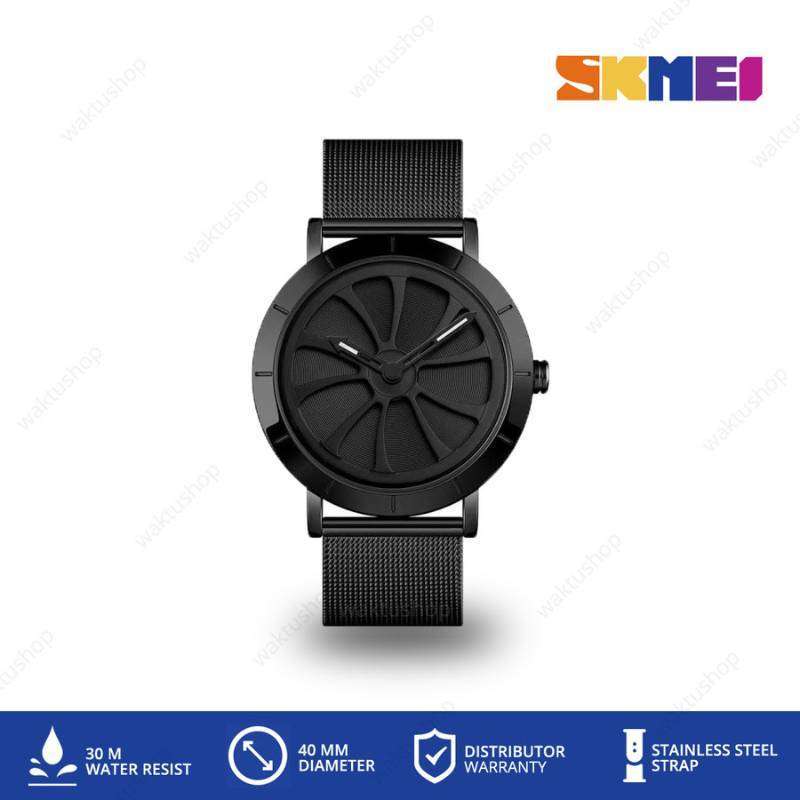 SKMEI 9204 Original Arloji Jam Tangan Rantai Pria Analog Tahan Air 30M Hitam