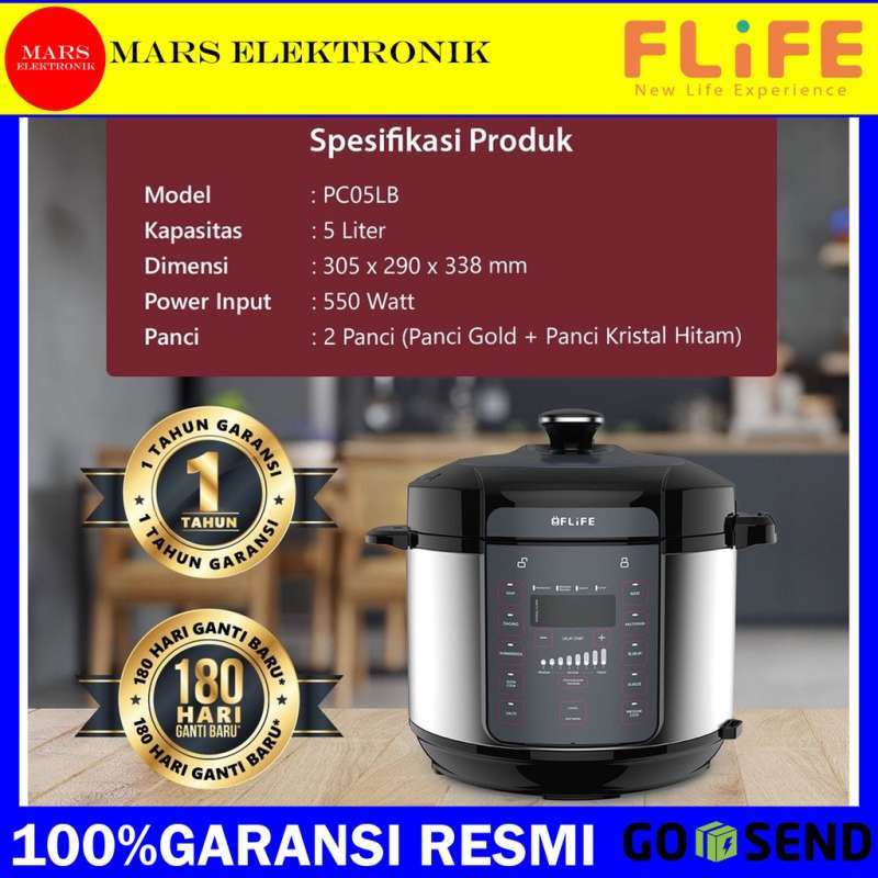 FLIFE ELECTRIC PRESSURE COOKER PC-05LB- LITER SUPER LOW WATT PANCI  PRESTO DAN RICE COOKER PC 05 LB READY