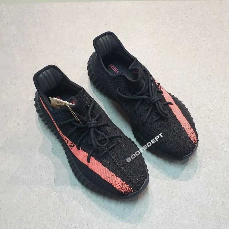 Girl Yeezy 350v2 Black Red Adidas YEEZY BOOST 350 V2