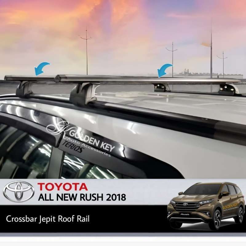 Jual Crossbar All New Rush 2018 Kaki Rak Bagasi Atas Mobil Jepit