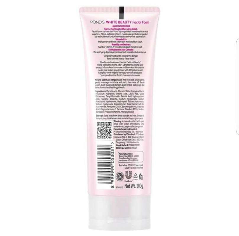 pond s white beauty spotless rosy white daily facial foam 100 ml