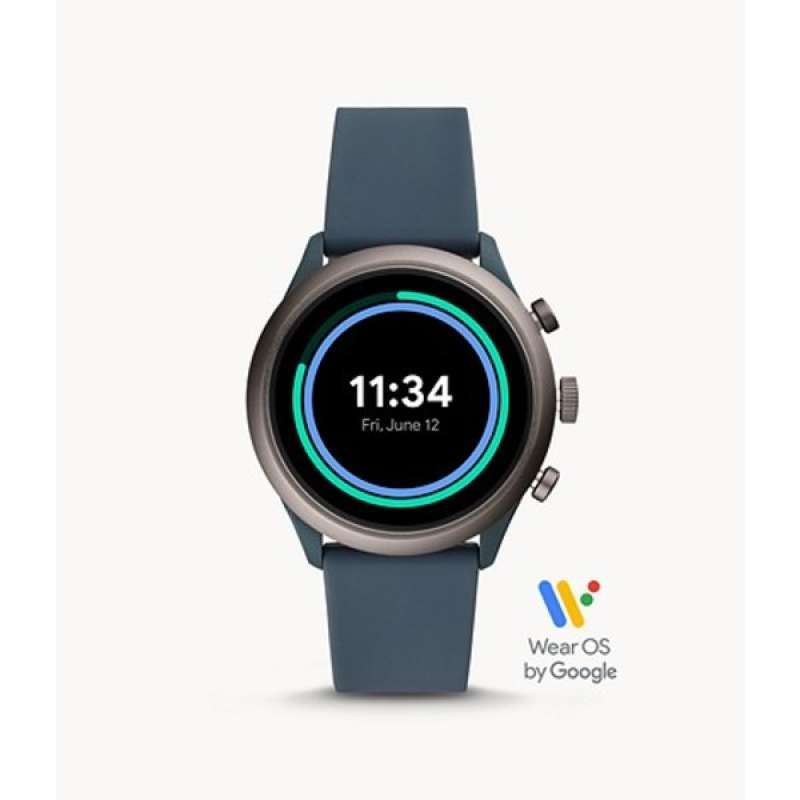 Jual Fossil Sport Smokey Blue Silicone FTW402 Smartwatch 43mm di