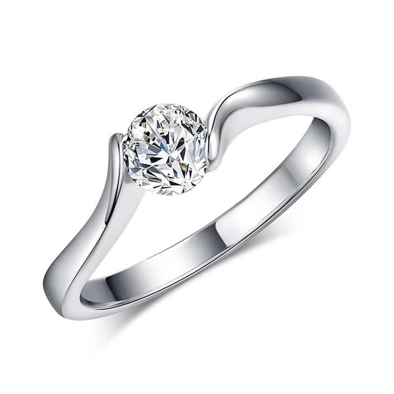 DAVINA Cincin Wanita Andrea Ring Lapis Emas putih 18K White Gold Aksesoris  Cincin Korea Kristal Unik