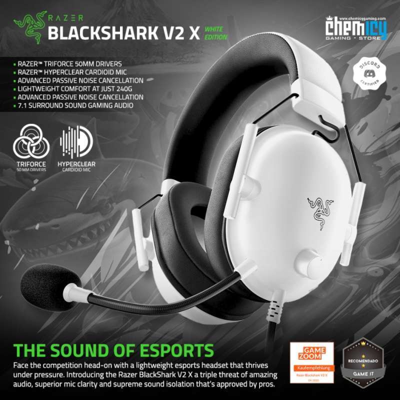 Jual Razer Blackshark V2 X White 7.1 Surround Sound Gaming Headset