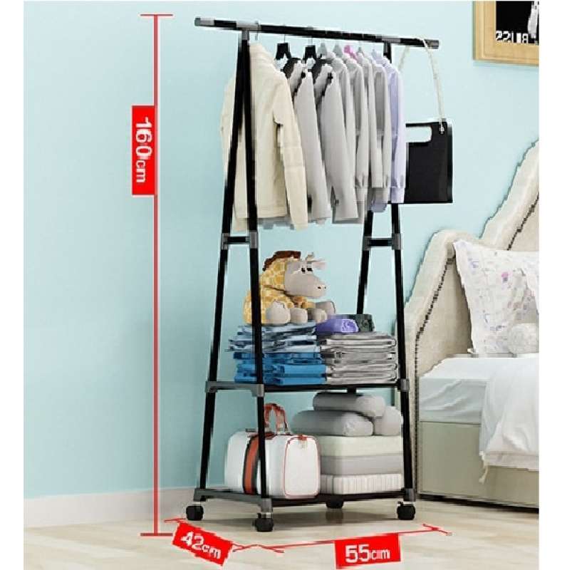 Jual Casaline Actionclub Rak Gantungan Baju Multifungsi Hanger Besi Segitiga Anti Slip 55x42x160cm Hh3478 Black Murah Agustus 2020 Blibli Com