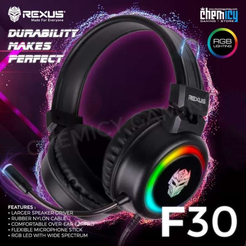 Jual Rexus F30 Vonix RGB Dual Jack with USB Gaming Headset di