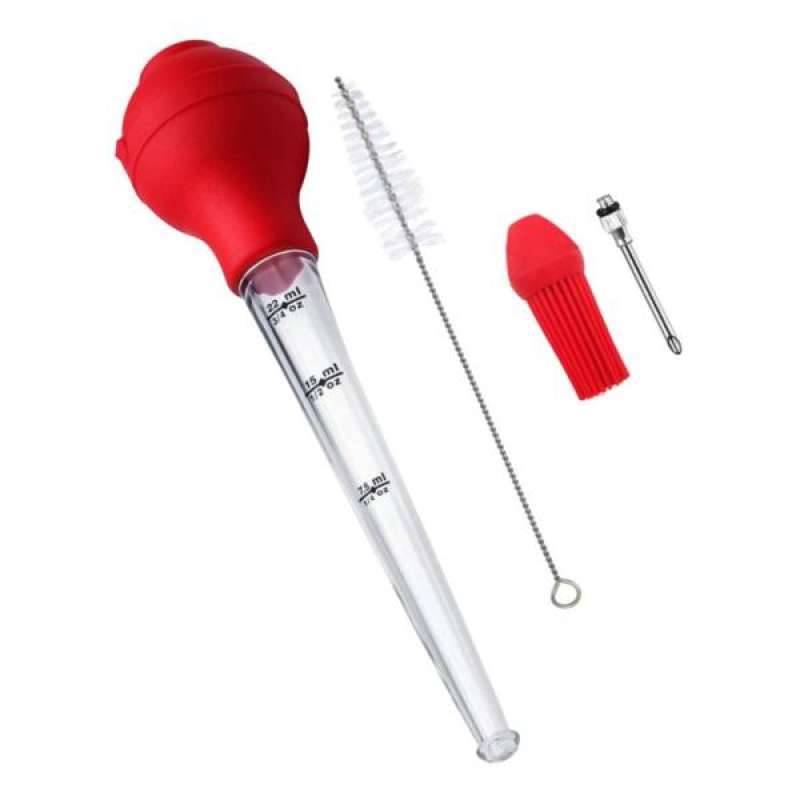 Turkey Baster Barbecue Rubber Head Pipette Meat Baster Syringe BBQ Drip Tube Black for Outdoor 