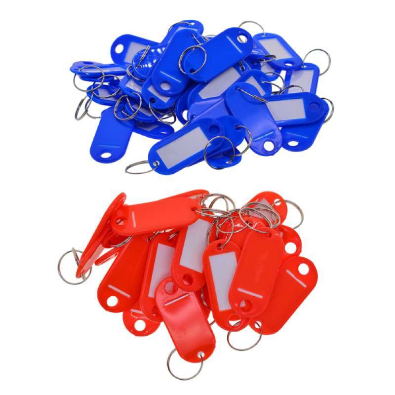 100 pcs Key Ring Tags Plastic Name Label ID Keys Tag Luggage Rings Tags