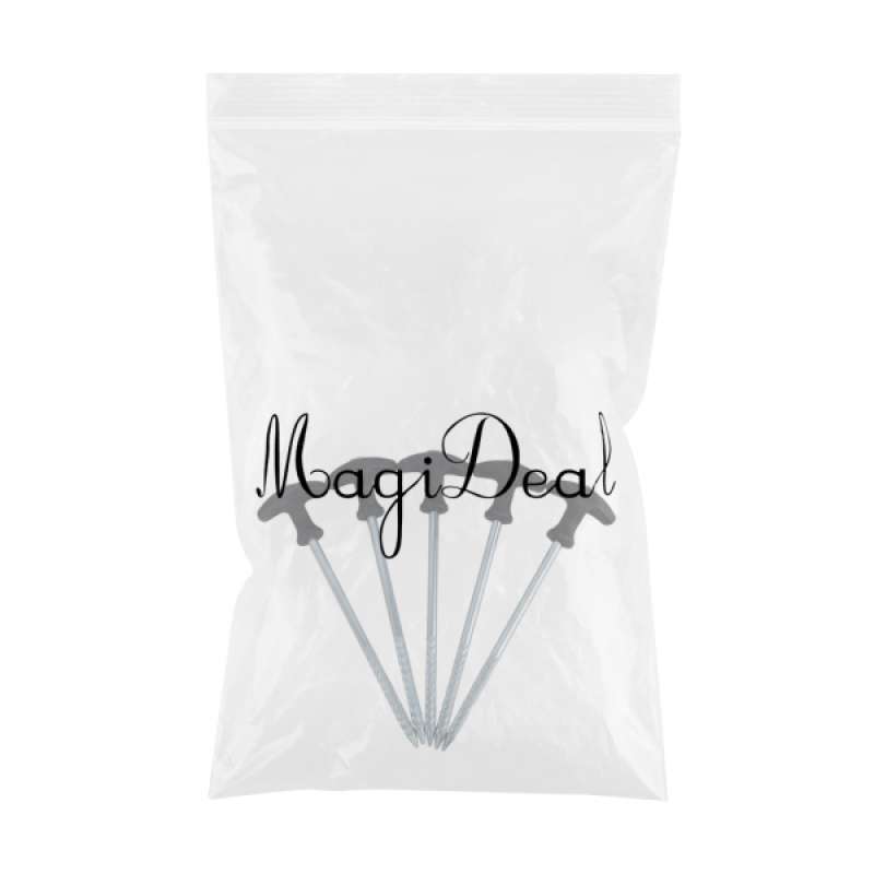 5pcs Camping Tent Awning Hard Ground Screw in Drill Peg Stake Nails Survival 