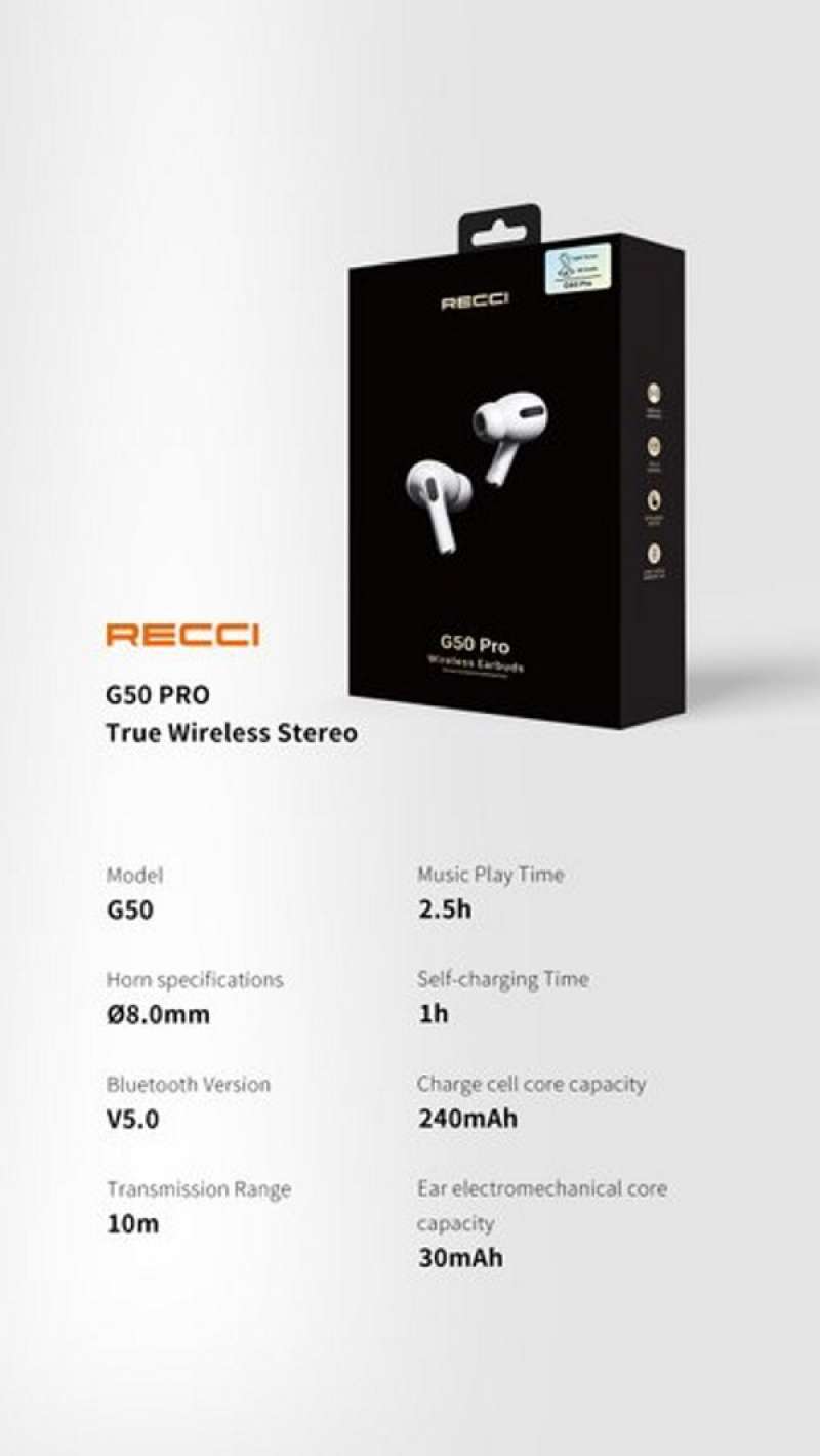 Recci tws sales earphone g50 pro