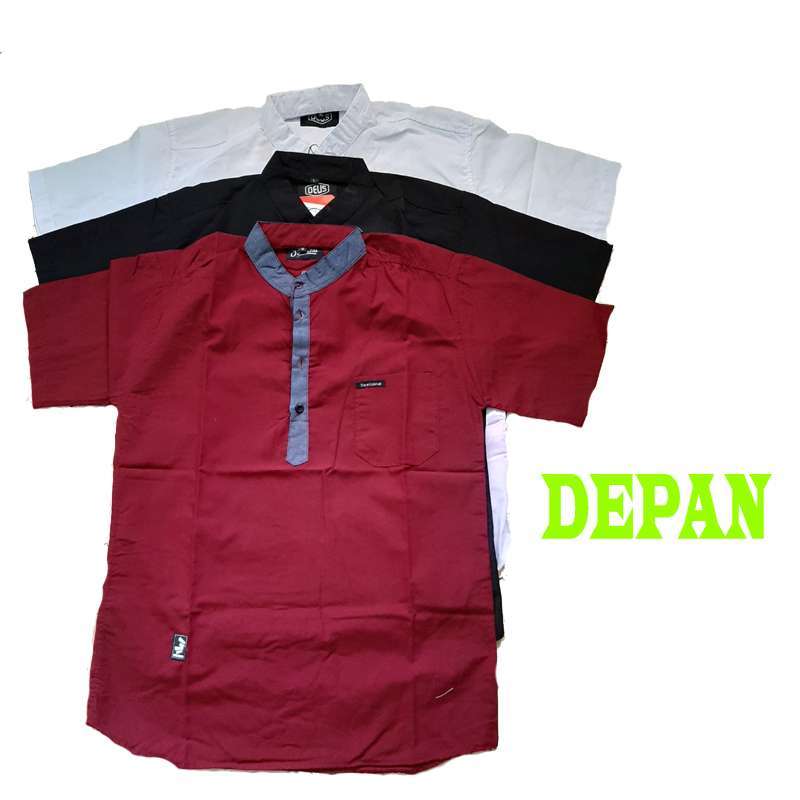 Jual Zahra Fashion Baju Koko Lengan Pendek Pria Maroon Murah Mei 2021 Blibli