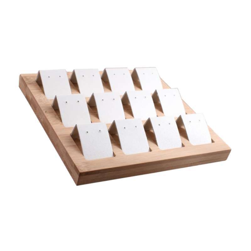 3pcs Paper Jewelry Earrings Display Cards with Wooden Tray Showcases 