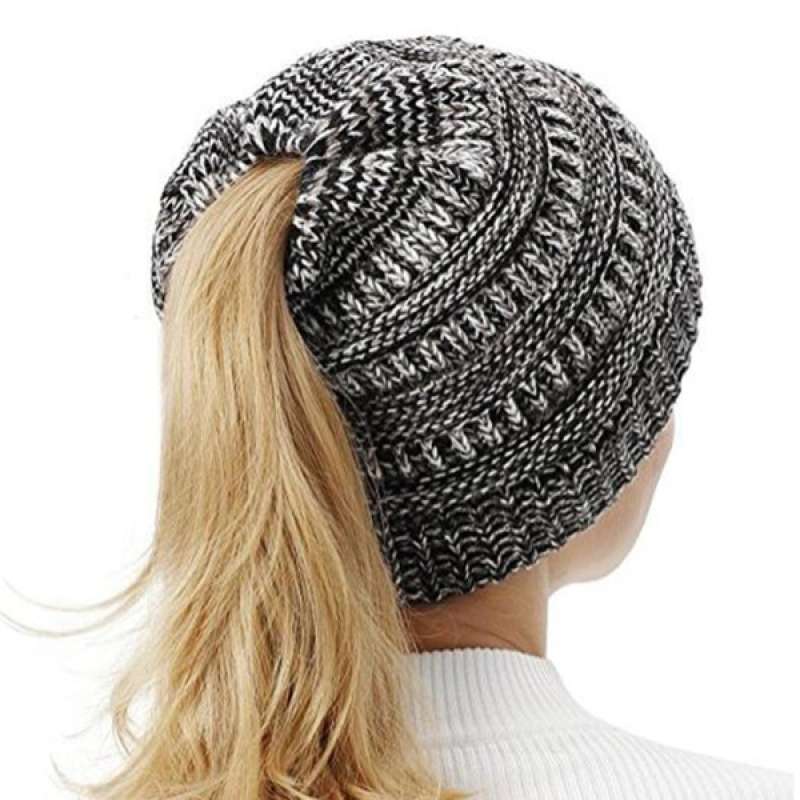 Promo Womens Ponytail Beanie Hats Soft 