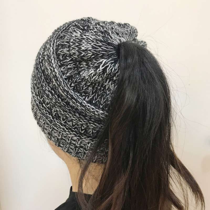Promo Womens Ponytail Beanie Hats Soft 