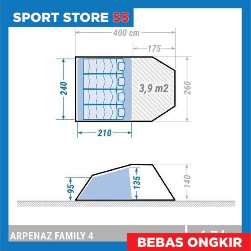 TENDA FAMILY BESAR ARPENAZ 4.0 4 PERSON 1 BEDROOM QUECHUA 8322425 S5 DAI34