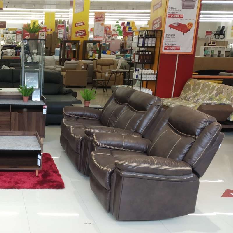 sofa recliner set 1 2 3 seater warna coklat