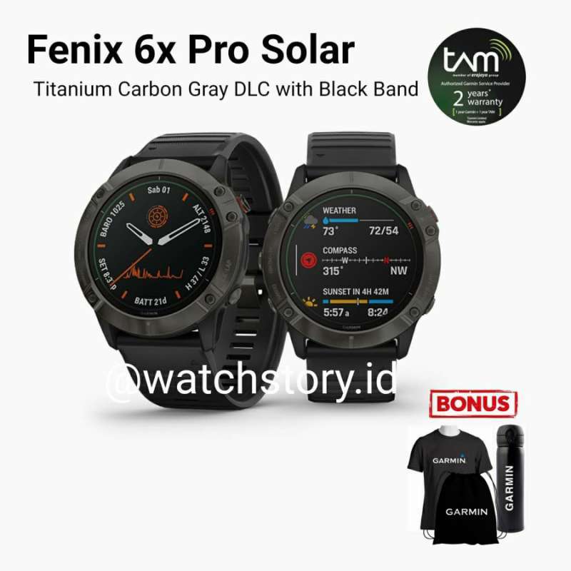 Promo Garmin Fenix 6x Pro Solar Titanium Carbon Gray DLC with Black Band di  Seller Watchstory Official Store - Kota Jakarta Utara, DKI Jakarta | Blibli