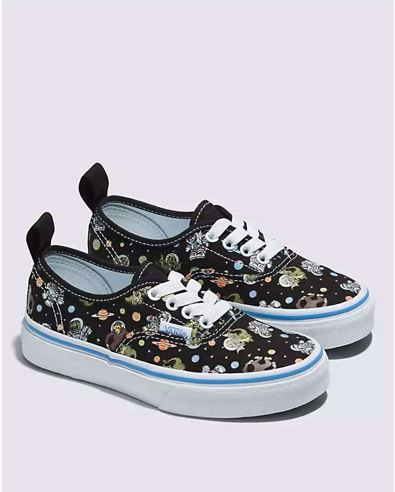 Vans Kids VN0A4BUSY61 Uy Authentic Elastic Lace Shoes Glow Cosmic Zoo  Black/Blue