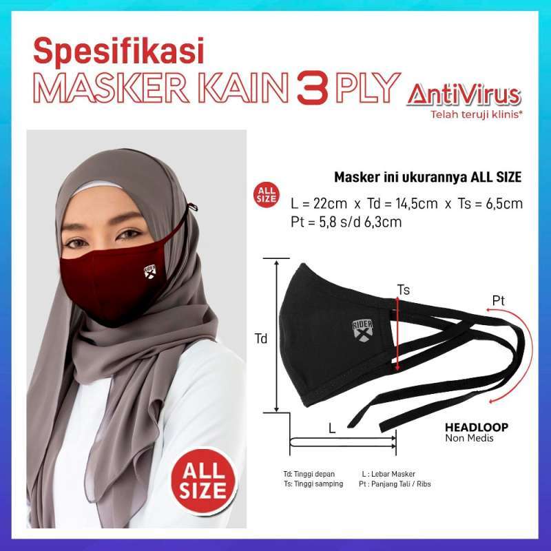 Jual Rider Masker Kain Hijab 3 Lapis Anti Virus Isi 2 Pcs Murah Mei 2021 Blibli