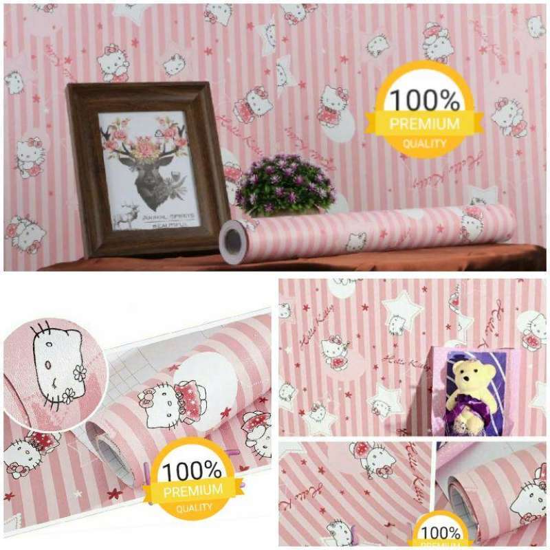 Jual Wallpaper Sticker Dinding Kamar Anak Kartun Hello Kitty Garis Pink 10 M X 45 Cm Online Januari 2021 Blibli