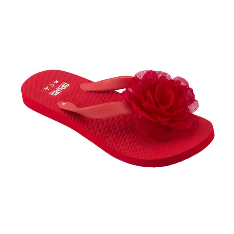 Megumi Carnation Sandal Flip Flop Wanita - Red