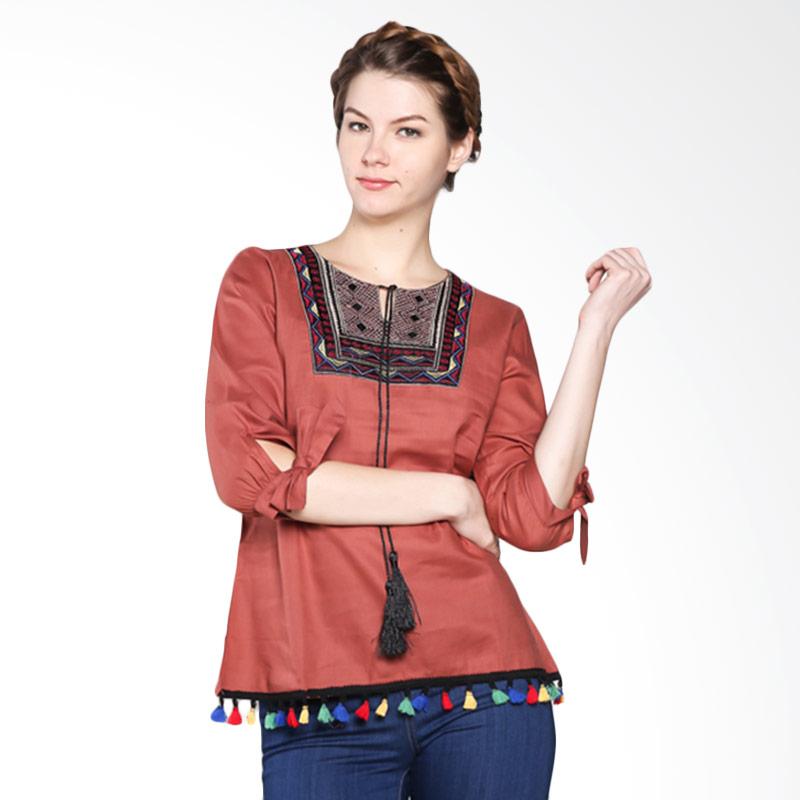 Puricia PVB09469 Short Sleeve Blouse - Brown