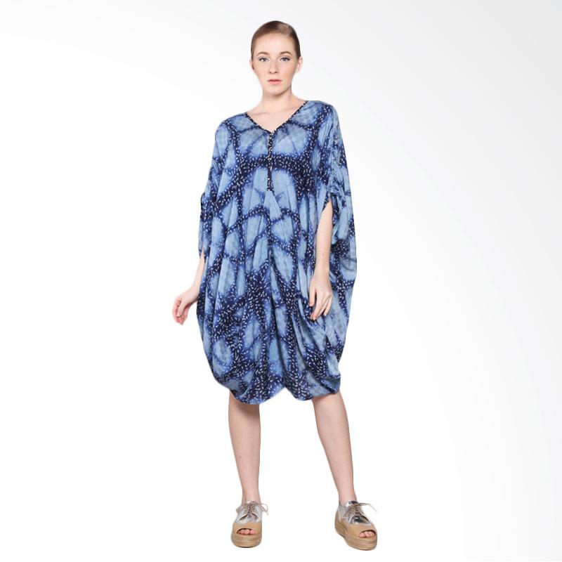 Purana BLI16-1002 Draped Kaftan Dress - Dark Light Blue