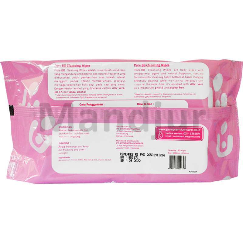 Jual Pure Baby Combo Cleansing Wipes Tea Olive 60 Sheets ...