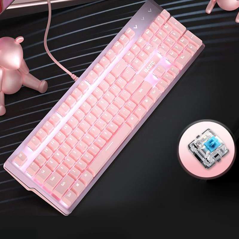 mechanical gaming keyboard rgb led white backlit wired keyboard with red switches for windows gaming pc