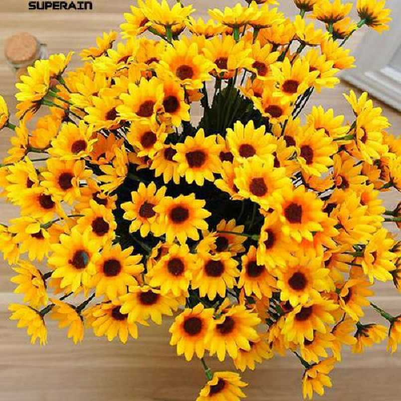 Jual Bunga Matahari Artificial Bunga Plastik Sunflower 1 Tangkai 14 Kepala Bunga Terbaru Juli 2021 Blibli