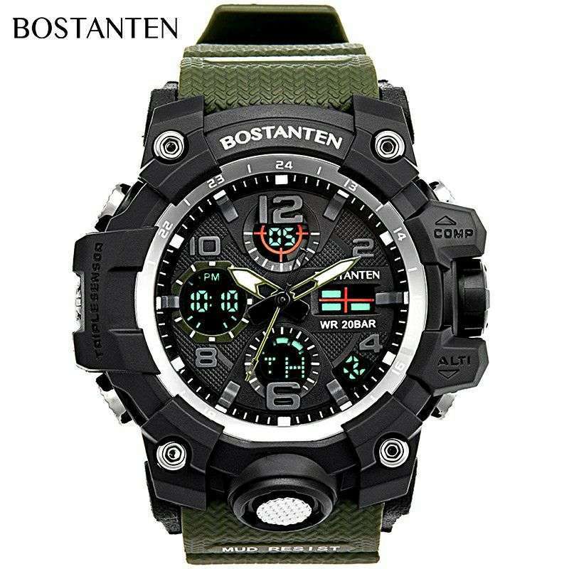 Jual Bostanten Jam Tangan Pria Digital Analog Green Di Seller
