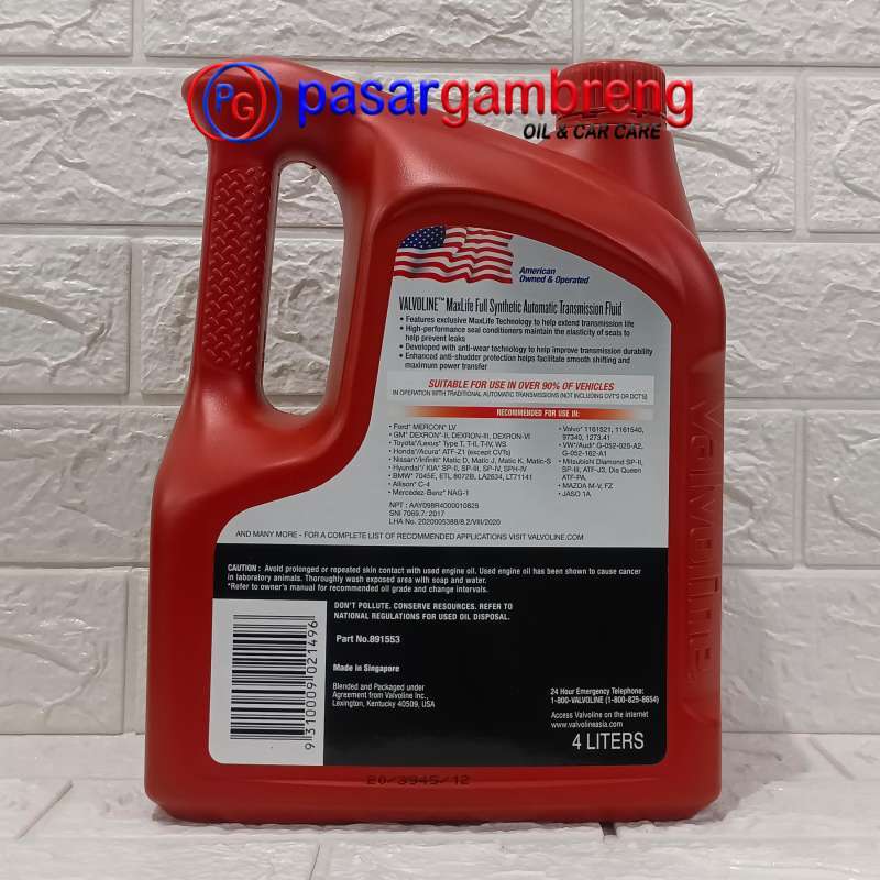 Jual ATF Dexron 6 Valvoline Max Life di Seller Pasar Gambreng ...