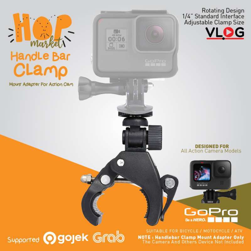 Clamp Bike Mount Bracket Sepeda Handlebar for Action Cam GoPro Brica  Xiaomi Yi DJI OSMO Camera