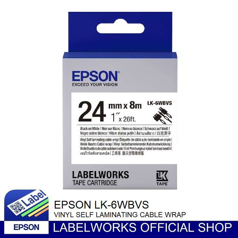 Jual Epson labelworks LK-6WBVS 24mm 8m Vinyl Self Laminating ...
