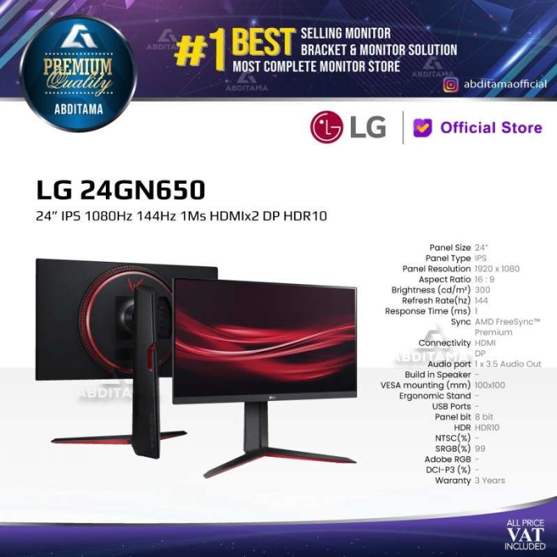 IPS 1080Hz 144Hz 1Ms HDMIx2 DP HDR10 