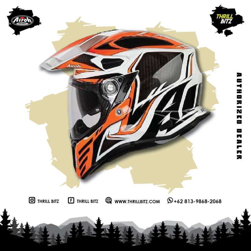 Jual Helm Airoh Commander Helmet Carbon Orange Gloss Size M di